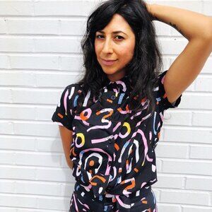 Womens Size XS | Nooworks Joyce Candy Short Sleeve Button Down